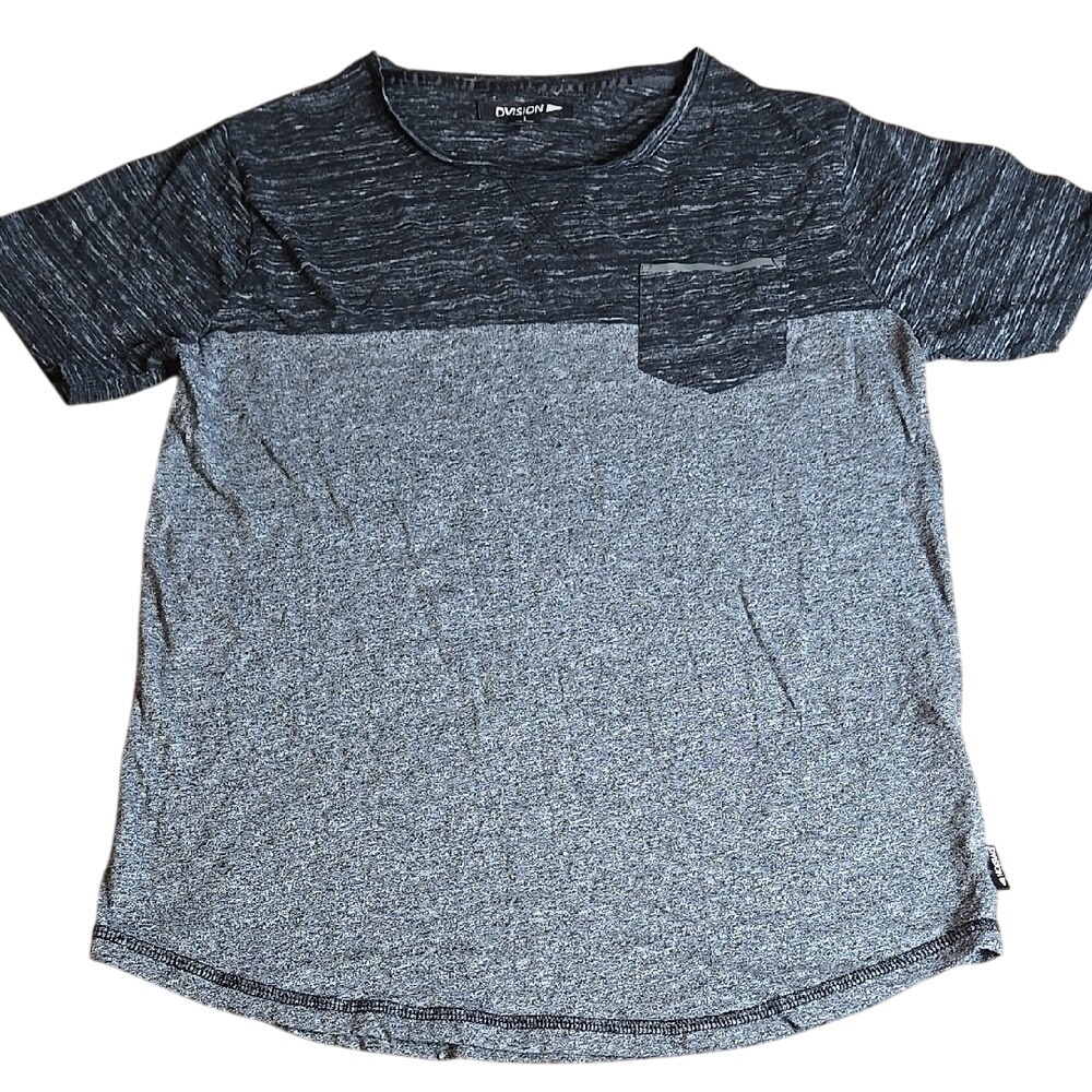 Dvision‎ Two Tone Pocket Tee, Casual, Grey/Black, Men's Size Large